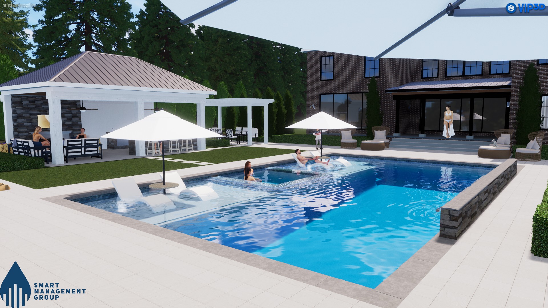 3D pool concept rendering used for design guidance